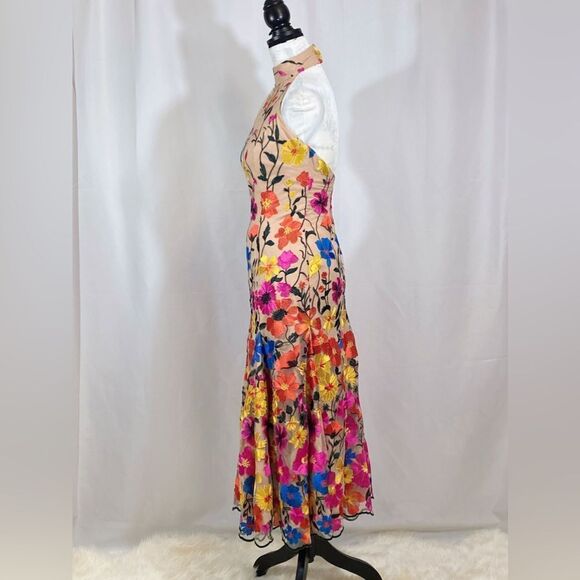 Milly Penelope Floral Embroidered Halter Dress size 0 - Picture 10 of 12